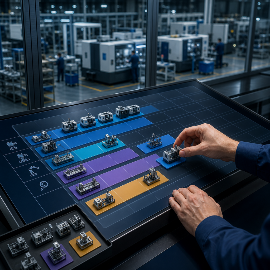 Planification des ordres de fabrication selon les lignes, postes et machines
